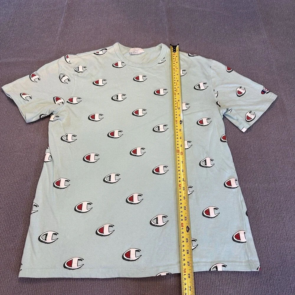 Champion Men's Short‎ Sleeve Large 100% Cotton Vintage All Over Print - Picture 5 of 6